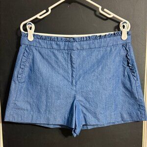 J. Crew Chambray Ruffle Shorts Size: 10